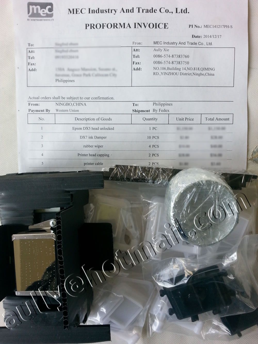 MEC141217PH-S(Epson DX5 head unlocked / DX5 Parts) to Philippines