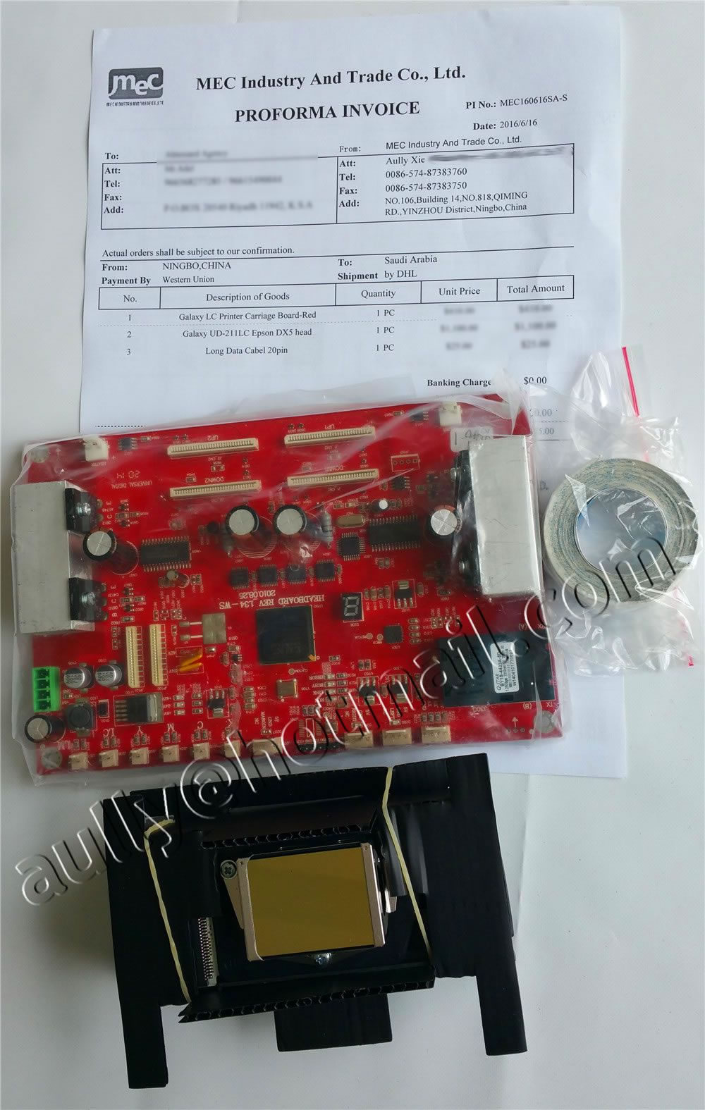 MEC160616SA-S (Epson DX5 printhead/Galaxy Carriage Board-red/Data Cable) to Saudi Arabia