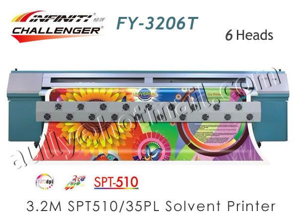 Solvent Outdoor Banner Printer Challenger FY-3206T (6pcs Seiko SPT510/35PL Heads)