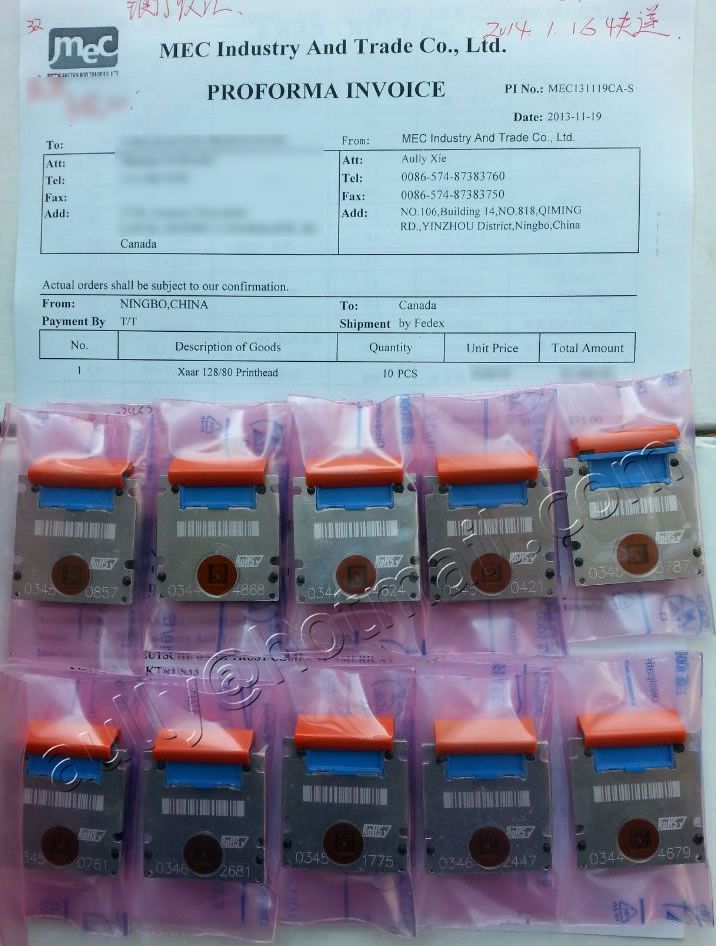 MEC131119CA-S(10PCS Xaar 128/80 Printhead) to Canada