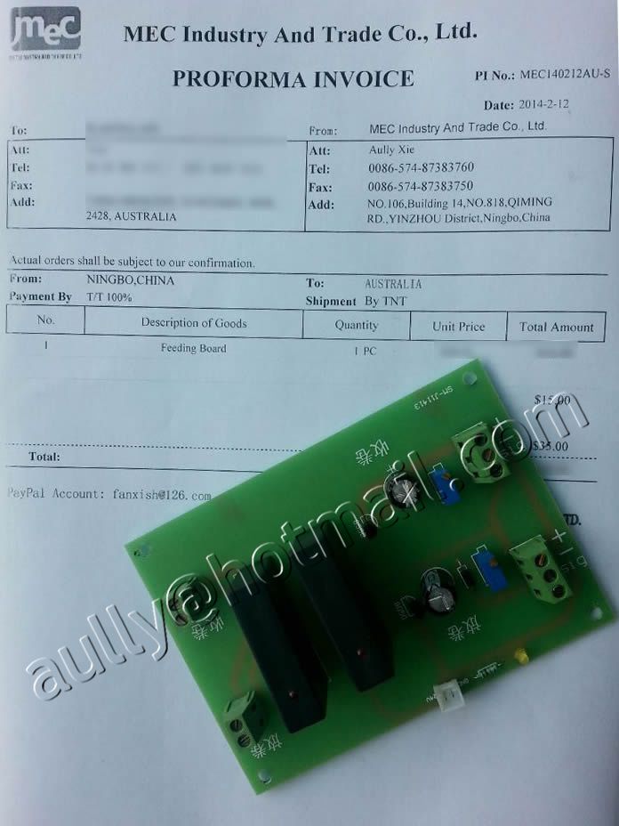 MEC140212AU-S
(Feeding & Take-up Board) to AUSTRALIA