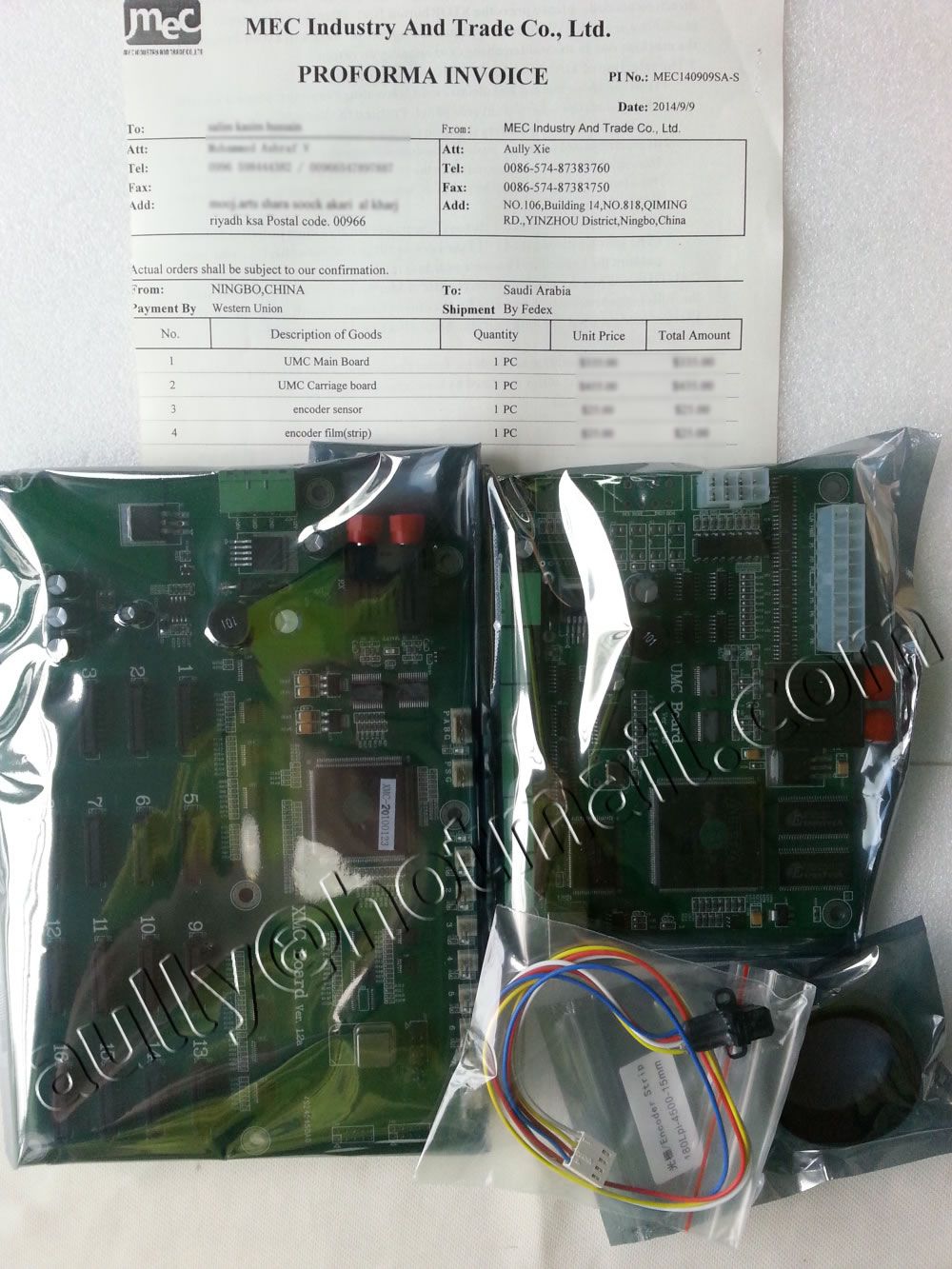 MEC140909SA-S(Printer Board: Main Board/Carriage Board/Raster Sensor&Strip) to Saudi Arabia