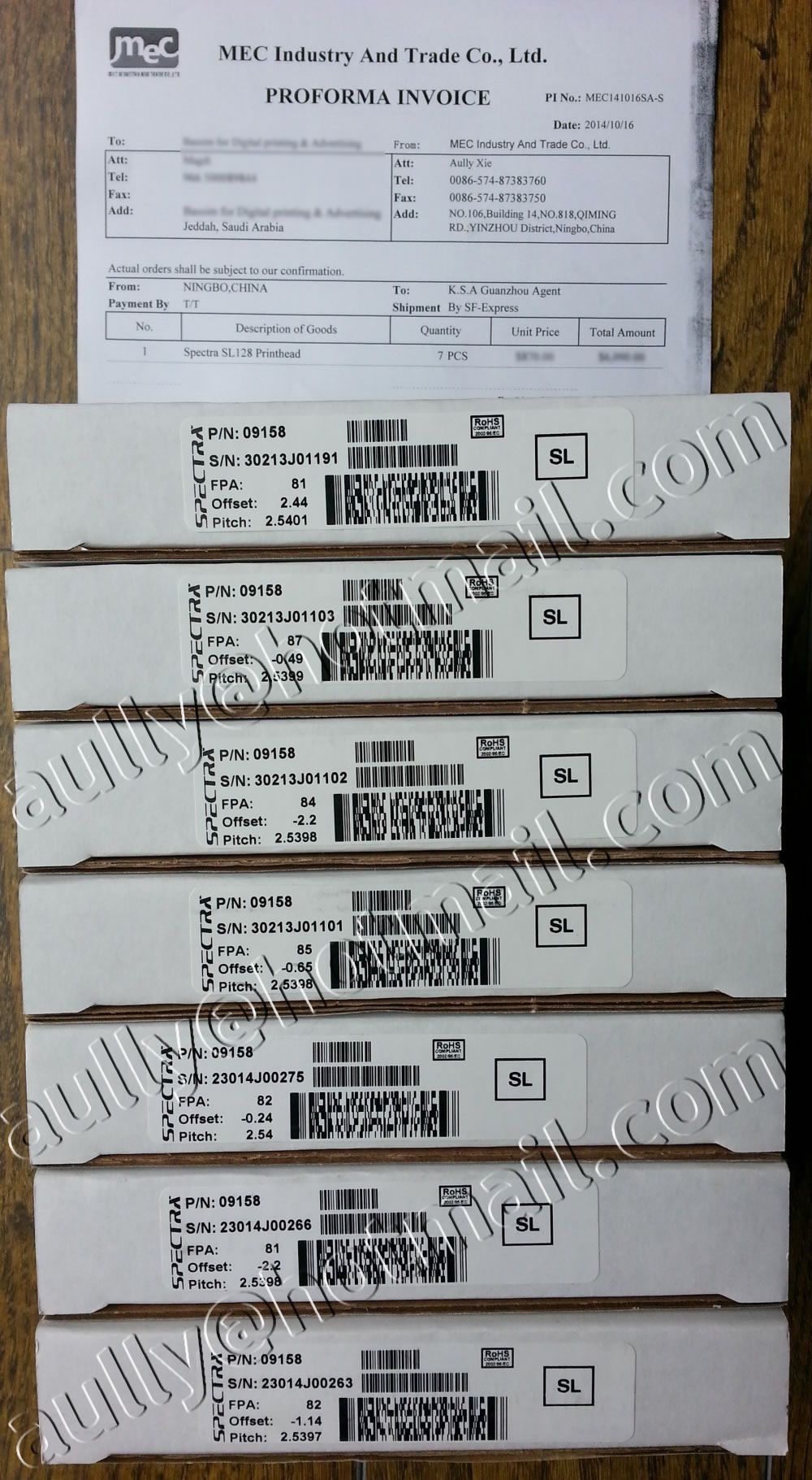 MEC141016SA-S(7PCS of Spectra SL128 Printhead) to Saudi Arabia