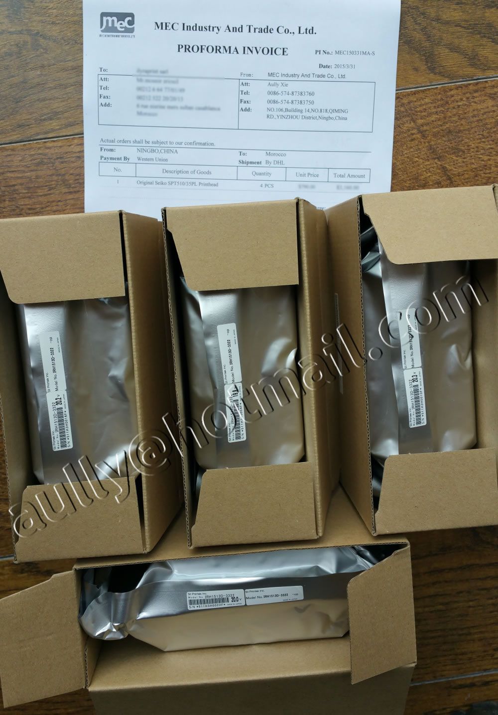 MEC150407MA-S (3PCS Seiko SPT510/35PL Printhead) to Morocco