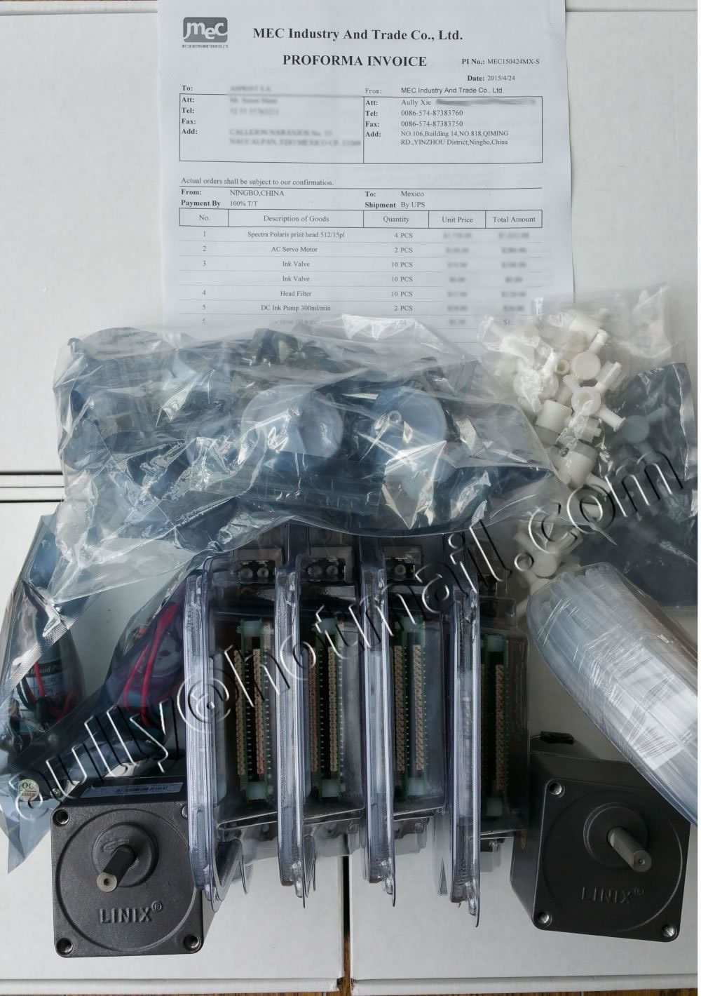 MEC150424MX-S (Spectra Polaris 512/15pl heads/Flora Motor/Ink Filter/Ink Pump/tube) to Mexico