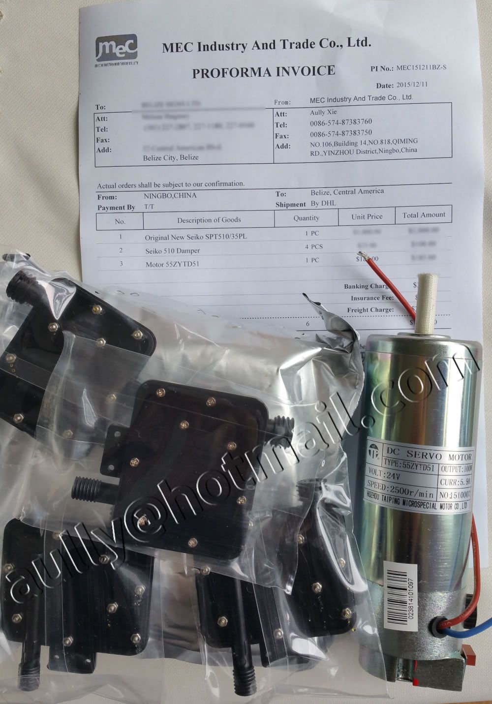 MEC151211BZ-S (Seiko SPT510/35PL printhead/Seiko 510 Ink Filter/Infiniti Motor) to Belize