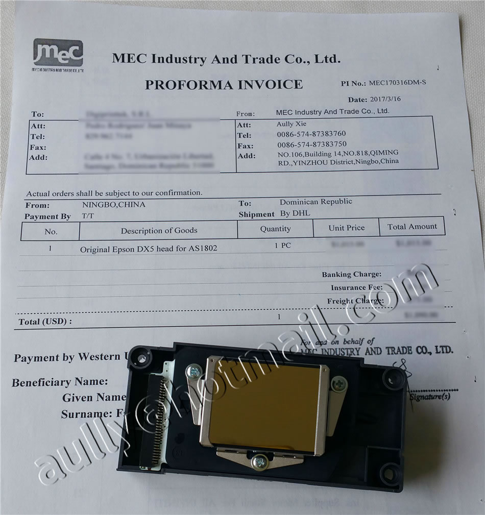 MEC170316DM-S (Original Epson DX5 Printhead unlocked) to Dominican Republic