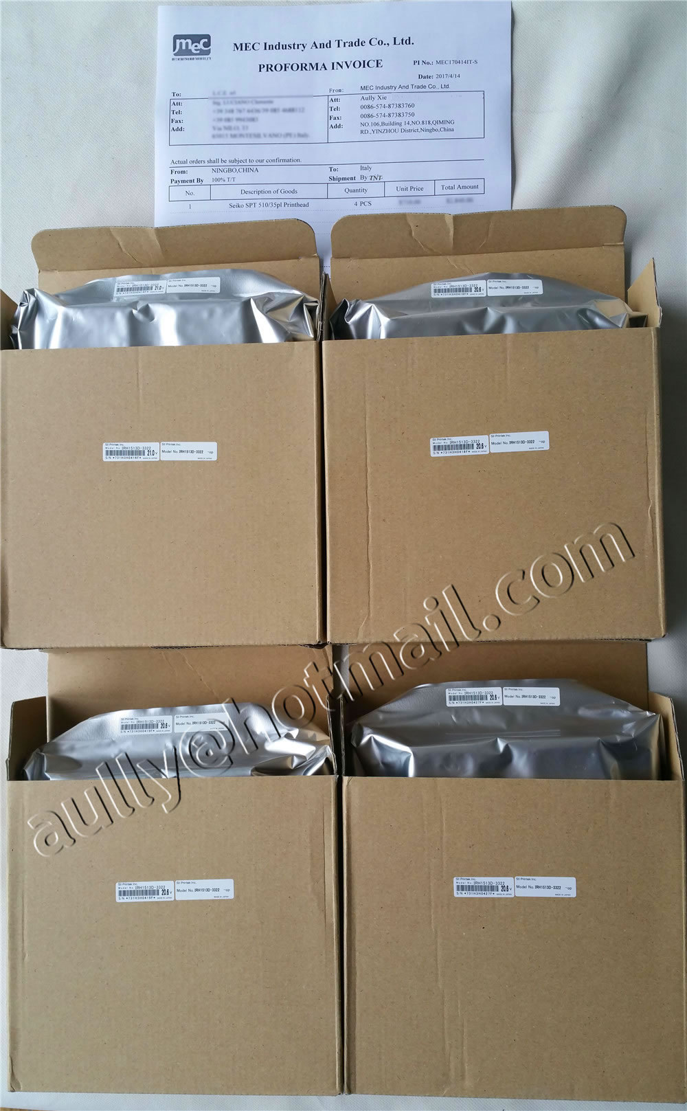 MEC170414IT-S (4pcs Seiko SPT510/35PL printhead) to Italy