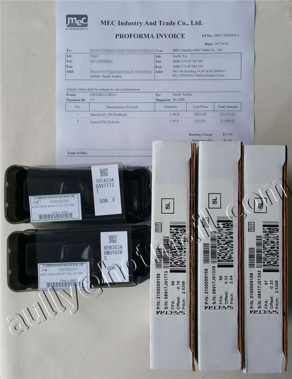 MEC170426SA-S (Spectra SL128 Printhead/Epson DX4 Printhead Solvent) to Saudi Arabia