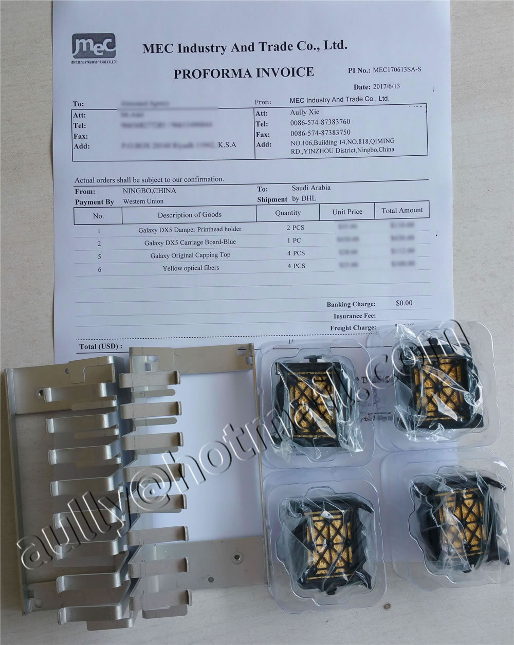 MEC170613SA-S (Galaxy DX5 Damper Printhead holder/Galaxy Original Capping Top) to Saudi Arabia