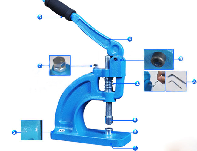 Details about   Practical Grommet Machine Eyelet Hand Press machine Tool Punch with Dies 