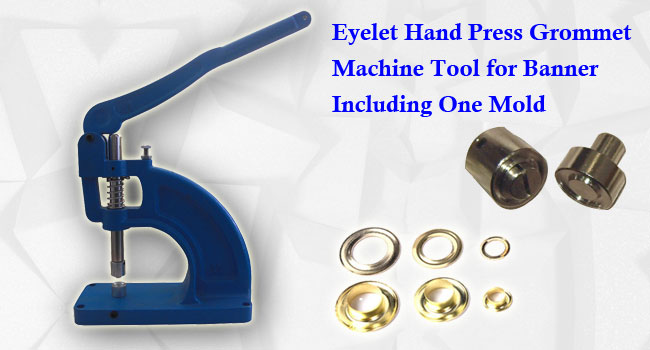 INTBUYING All Metal Manual Grommet Press Machine with 3 Size Die Mould and  1100 Eyelet Banner Supply Kit 