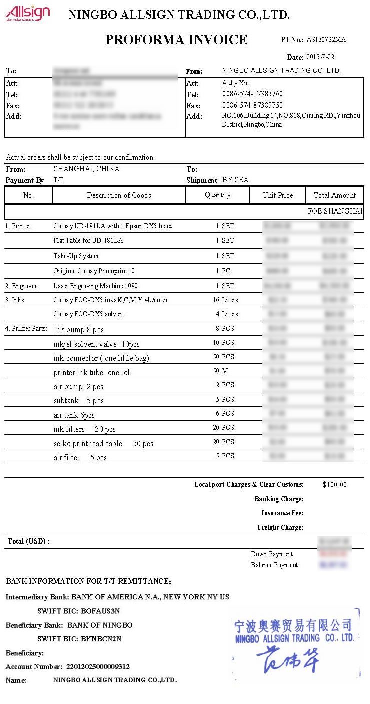 Proforma Invoice