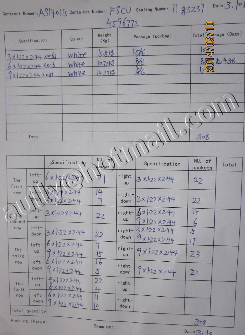 AS140115CO (PVC Foam Board FCL) to Colombia