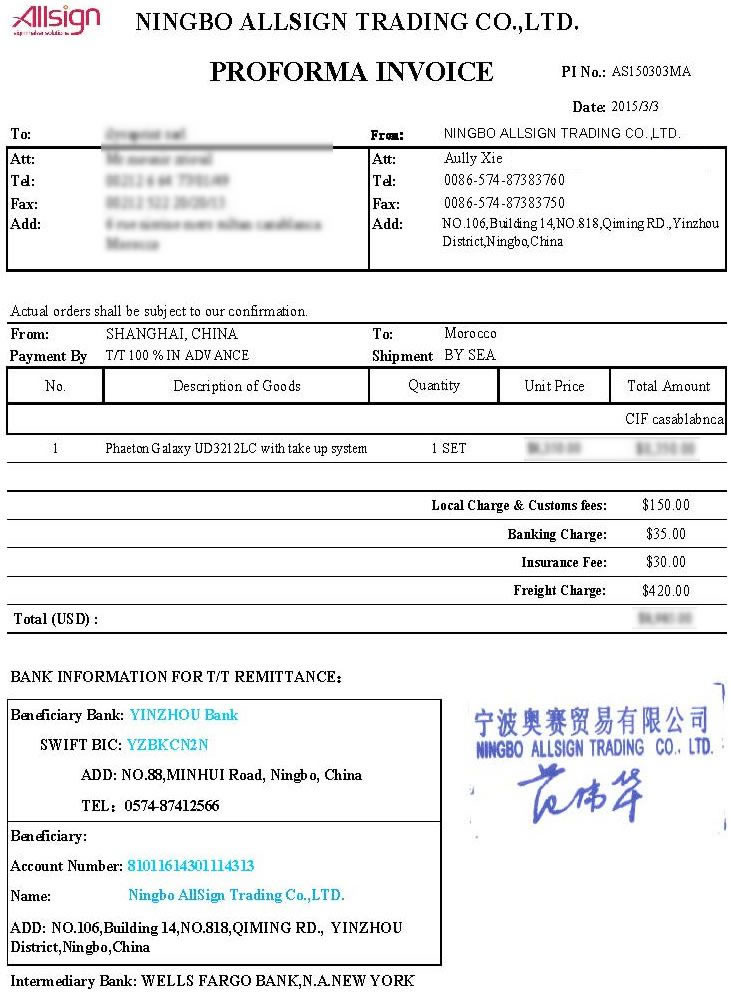 AS150303MA (Galaxy UD-3212LC ECO Solvent Printer) to Morocco