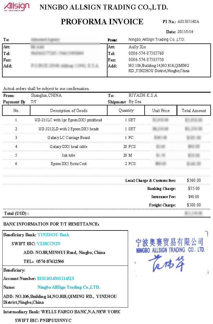 AS150516SA (Galaxy UD-3212LD / Galaxy UD-211LC / Printer Parts) to Saudi Arabia