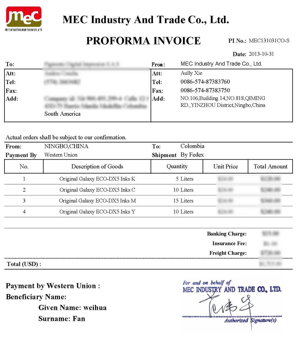 Proforma Invoice