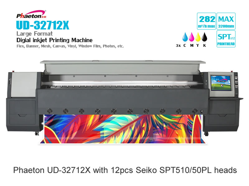 Phaeton UD-32712X high speed solvent printer with spt 510/50pl head